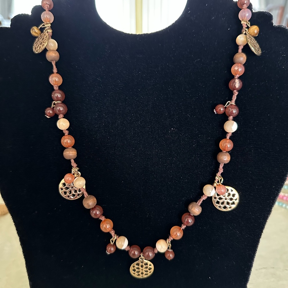 Chaps Brown and Gold Necklace with Intricate Accents